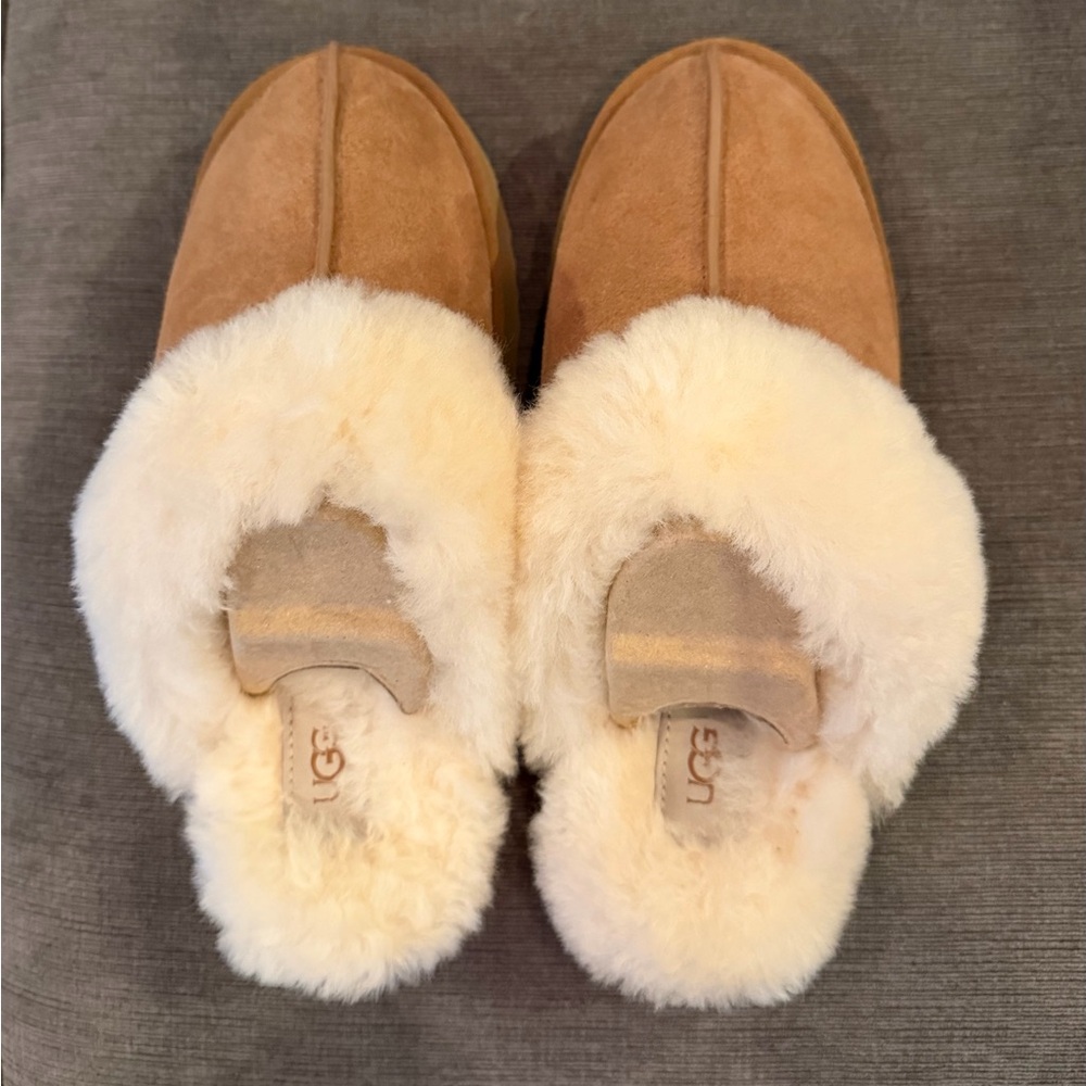 UGG Chestnut and Cream Shearling Slippers